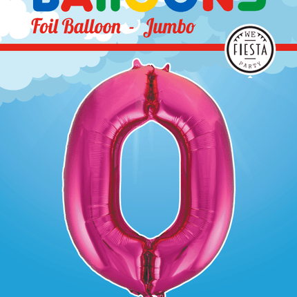 Folie Ballon Cijfer 0 Fuchsia XL 86cm leeg van WeFiesta koop je bij Partywinkel