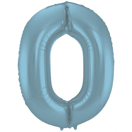Folie Ballon Cijfer 0 Pastel Blauw XL 86cm leeg van Folat koop je bij Partywinkel