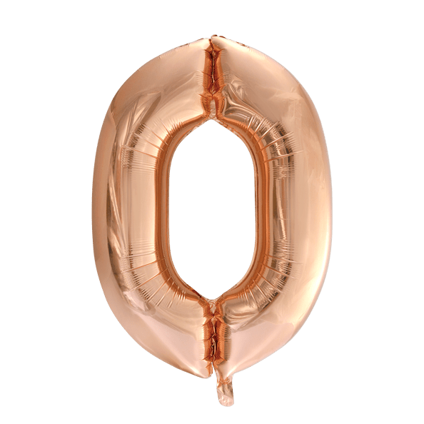 Folie Ballon Cijfer 0 Rose Goud XL 86cm leeg van WeFiesta koop je bij Partywinkel