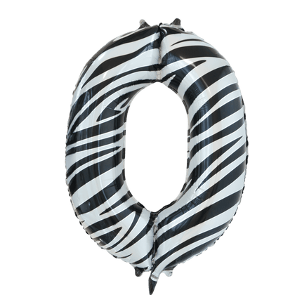 Folie Ballon Cijfer 0 Zebra XL 86cm leeg van WeFiesta koop je bij Partywinkel