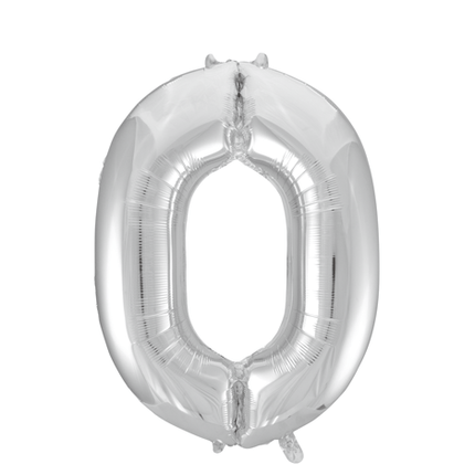 Folie Ballon Cijfer 0 Zilver XL 86cm leeg van WeFiesta koop je bij Partywinkel