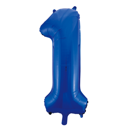Folie Ballon Cijfer 1 Blauw XL 86cm leeg van WeFiesta koop je bij Partywinkel