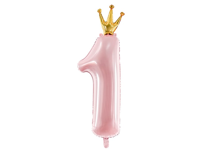 Folie Ballon Cijfer 1 Lichtroze Leeg 1m van Partydeco koop je bij Partywinkel