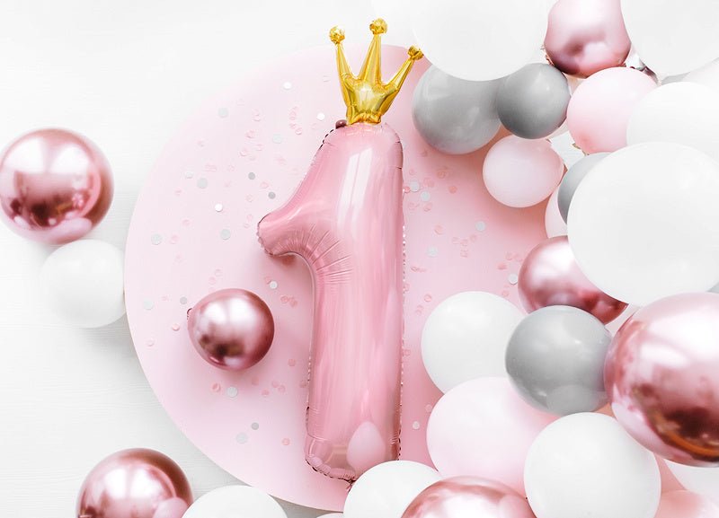 Folie Ballon Cijfer 1 Lichtroze Leeg 1m van Partydeco koop je bij Partywinkel