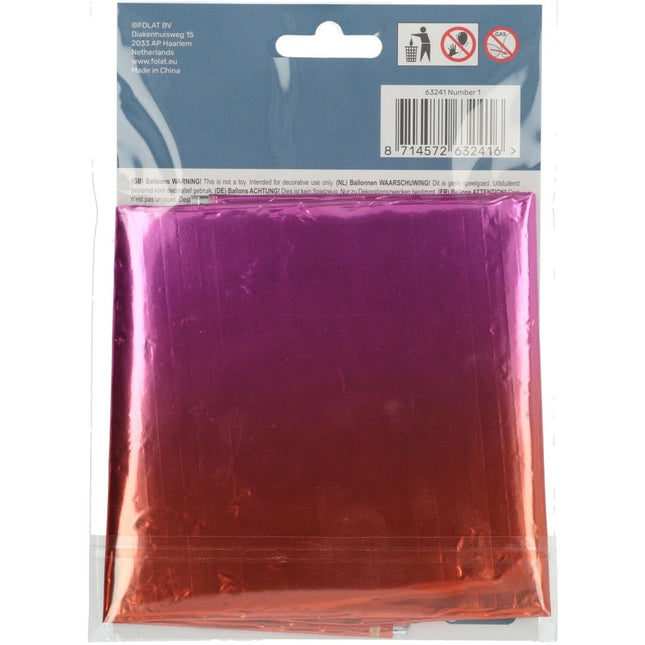 Folie Ballon Cijfer 1 Regenboog XL 81cm leeg van Folat koop je bij Partywinkel