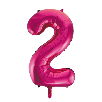 Folie Ballon Cijfer 2 Fuchsia XL 86cm leeg van WeFiesta koop je bij Partywinkel