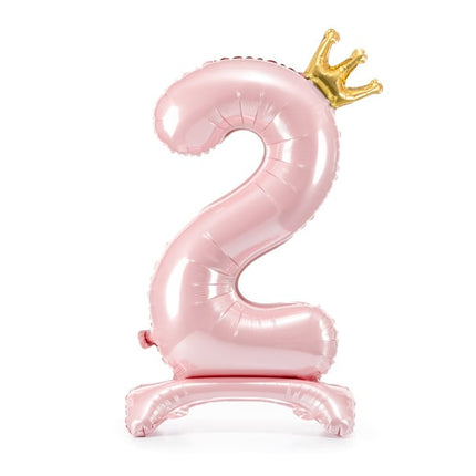 Folie Ballon Cijfer 2 Lichtroze Standaard Leeg 84cm van Partydeco koop je bij Partywinkel