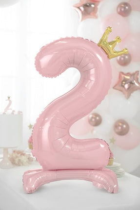 Folie Ballon Cijfer 2 Lichtroze Standaard Leeg 84cm van Partydeco koop je bij Partywinkel