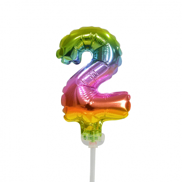 Folie Ballon Cijfer 2 Regenboog 13cm leeg van WeFiesta koop je bij Partywinkel