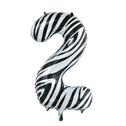 Folie Ballon Cijfer 2 Zebra XL 86cm leeg van WeFiesta koop je bij Partywinkel
