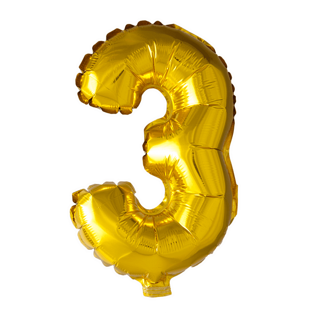 Folie Ballon Cijfer 3 Goud 41cm met Rietje van WeFiesta koop je bij Partywinkel