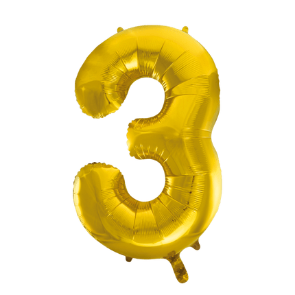 Folie Ballon Cijfer 3 Goud XL 86cm leeg van WeFiesta koop je bij Partywinkel