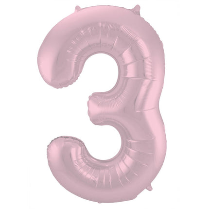 Folie Ballon Cijfer 3 Pastel Roze XL 86cm leeg van Folat koop je bij Partywinkel