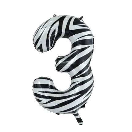 Folie Ballon Cijfer 3 Zebra XL 86cm leeg van WeFiesta koop je bij Partywinkel