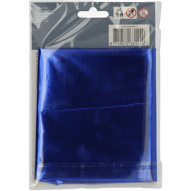 Folie Ballon Cijfer 4 Blauw Metallic XL 86cm leeg van Folat koop je bij Partywinkel