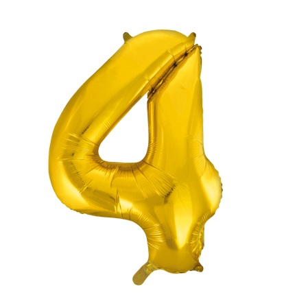 Folie Ballon Cijfer 4 Goud XL 86cm leeg van WeFiesta koop je bij Partywinkel