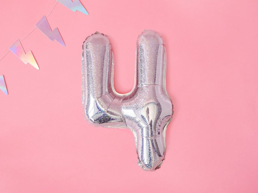 Folie Ballon Cijfer 4 Holografisch 35cm van Partydeco koop je bij Partywinkel