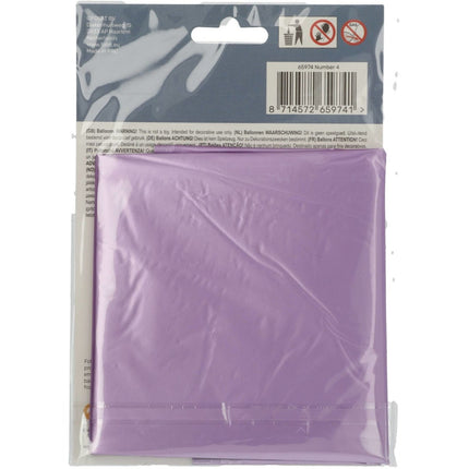 Folie Ballon Cijfer 4 Mat Paars XL 86cm leeg van Folat koop je bij Partywinkel