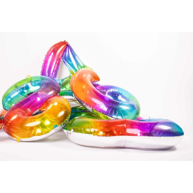 Folie Ballon Cijfer 4 Regenboog XL 81cm leeg van Folat koop je bij Partywinkel