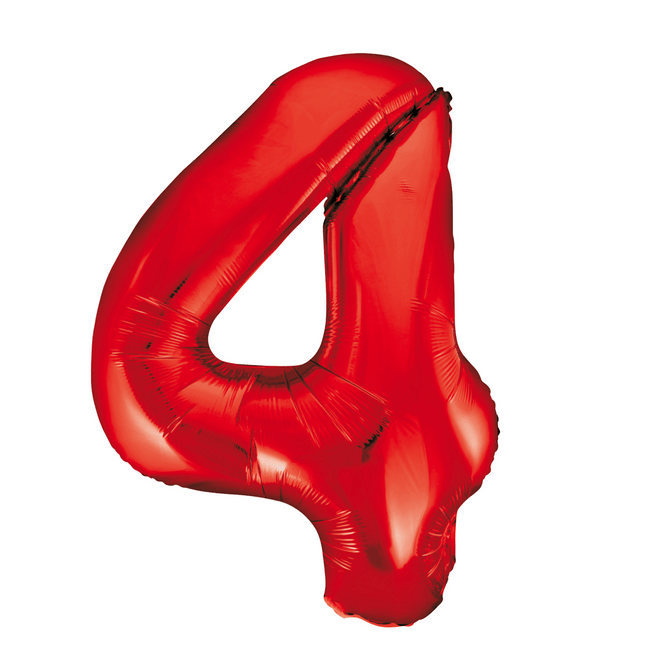 Folie Ballon Cijfer 4 Rood XL 86cm leeg van WeFiesta koop je bij Partywinkel