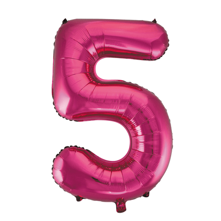 Folie Ballon Cijfer 5 Fuchsia XL 86cm leeg van WeFiesta koop je bij Partywinkel