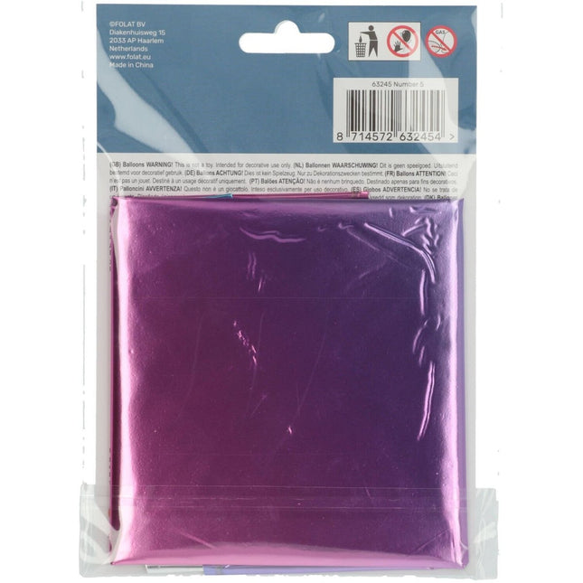 Folie Ballon Cijfer 5 Regenboog XL 81cm leeg van Folat koop je bij Partywinkel