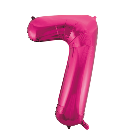 Folie Ballon Cijfer 7 Fuchsia XL 86cm leeg van WeFiesta koop je bij Partywinkel