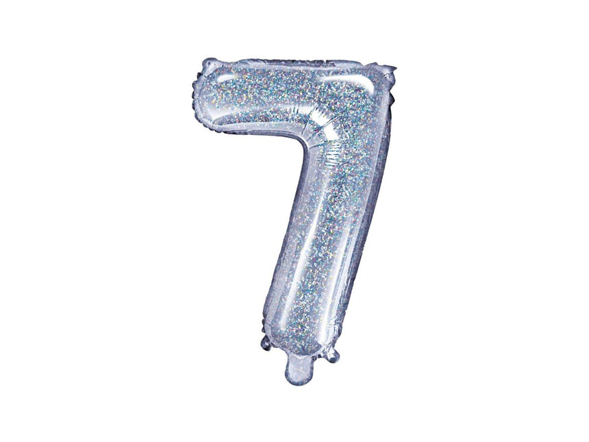 Folie Ballon Cijfer 7 Holografisch 35cm van Partydeco koop je bij Partywinkel