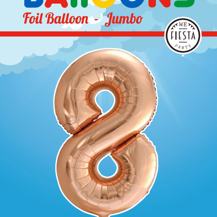 Folie Ballon Cijfer 8 Rose Goud XL 86cm leeg van WeFiesta koop je bij Partywinkel