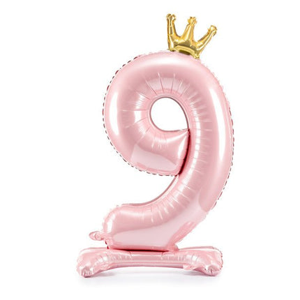 Folie Ballon Cijfer 9 Lichtroze Standaard Leeg 70cm van Partydeco koop je bij Partywinkel