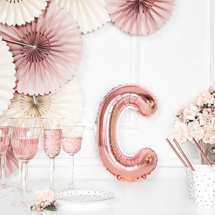 Folie Ballon Letter C Rose Goud Leeg 35cm van Partydeco koop je bij Partywinkel
