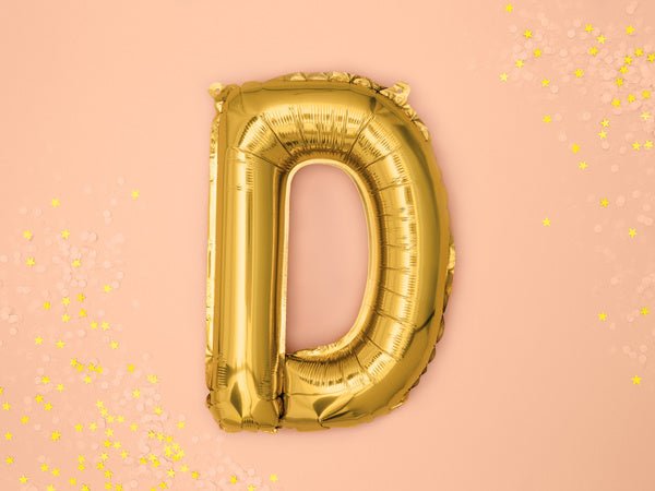 Folie Ballon Letter D Goud Leeg 35cm van Partydeco koop je bij Partywinkel