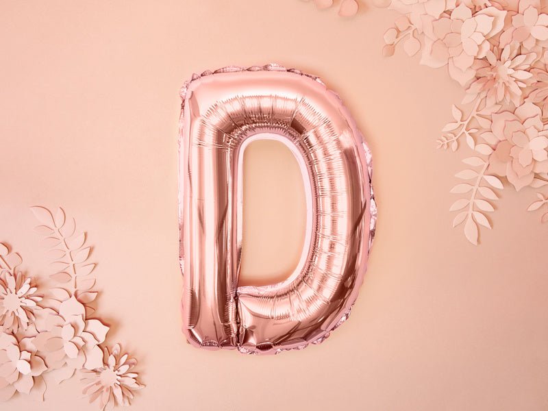 Folie Ballon Letter D Rose Goud Leeg 35cm van Partydeco koop je bij Partywinkel