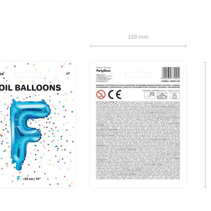 Folie Ballon Letter F Blauw Leeg 35cm van Partydeco koop je bij Partywinkel