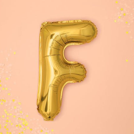 Folie Ballon Letter F Goud Leeg 35cm van Partydeco koop je bij Partywinkel