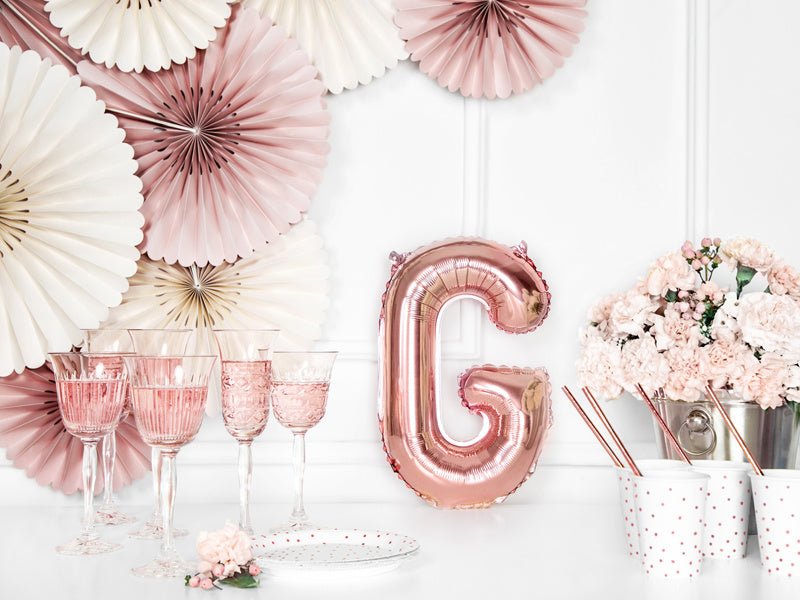 Folie Ballon Letter G Rose Goud Leeg 35cm van Partydeco koop je bij Partywinkel