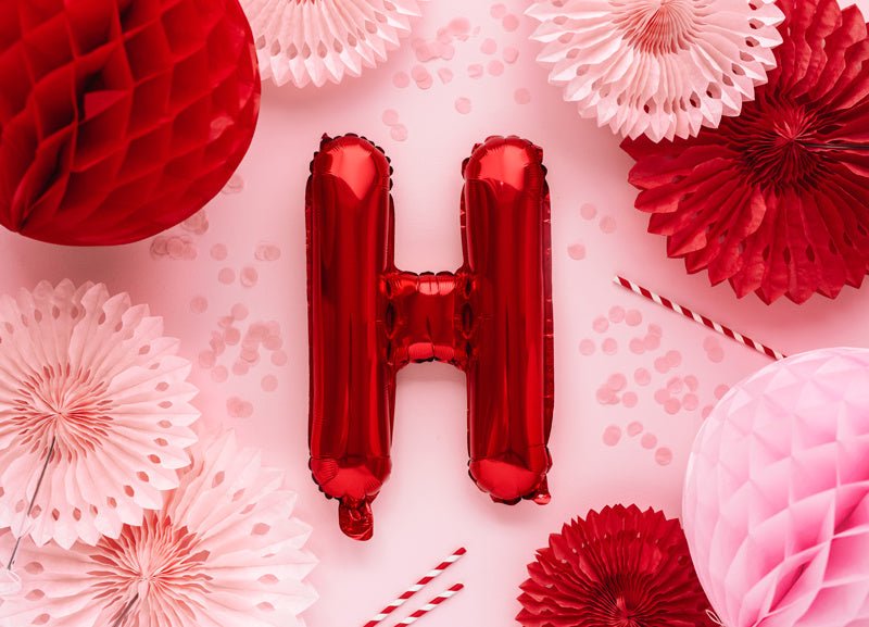 Folie Ballon Letter H Rood Leeg 35cm van Partydeco koop je bij Partywinkel