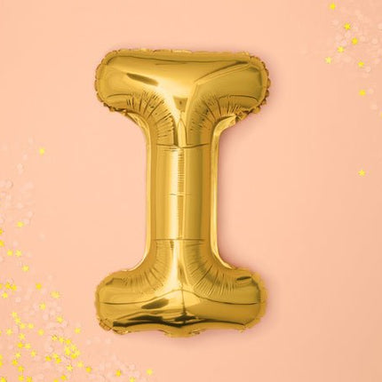 Folie Ballon Letter I Goud Leeg 35cm van Partydeco koop je bij Partywinkel
