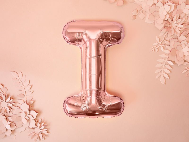 Folie Ballon Letter I Rose Goud Leeg 35cm van Partydeco koop je bij Partywinkel