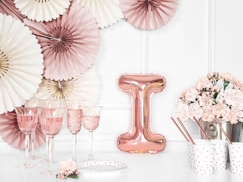 Folie Ballon Letter I Rose Goud Leeg 35cm van Partydeco koop je bij Partywinkel