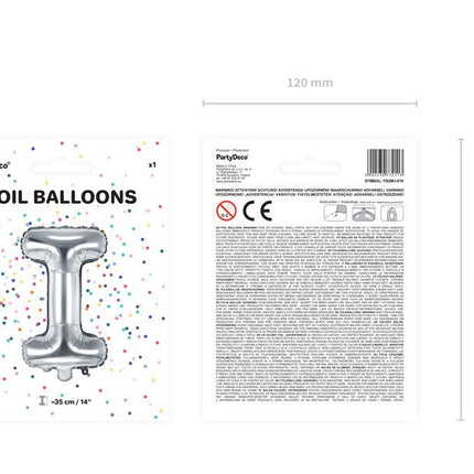 Folie Ballon Letter I Zilver Leeg 35cm van Partydeco koop je bij Partywinkel