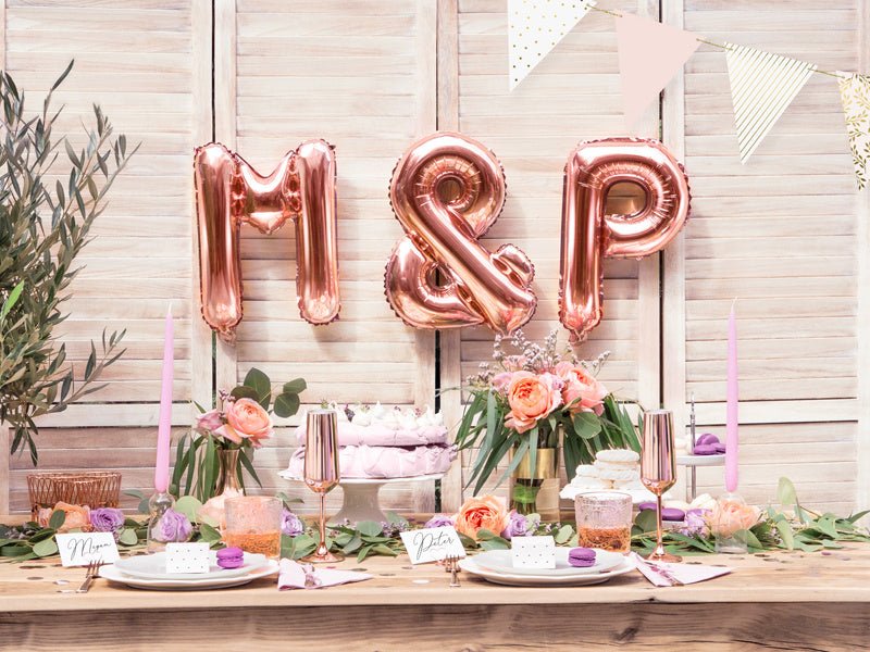 Folie Ballon Letter M Rose Goud Leeg 35cm van Partydeco koop je bij Partywinkel