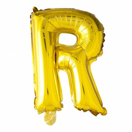 Folie Ballon Letter R Goud XL 102cm leeg van WeFiesta koop je bij Partywinkel