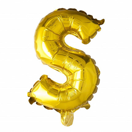 Folie Ballon Letter S Goud XL 102cm leeg van WeFiesta koop je bij Partywinkel