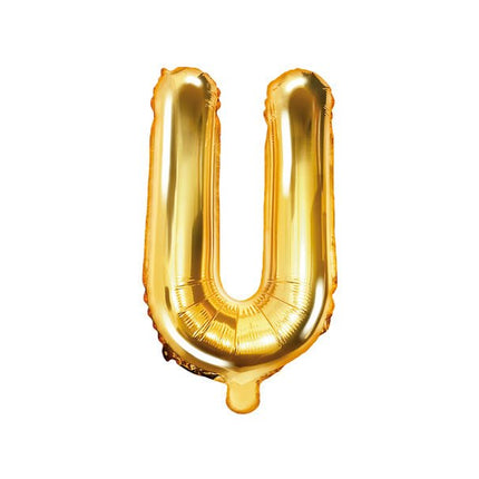Folie Ballon Letter U Goud Leeg 35cm van Partydeco koop je bij Partywinkel