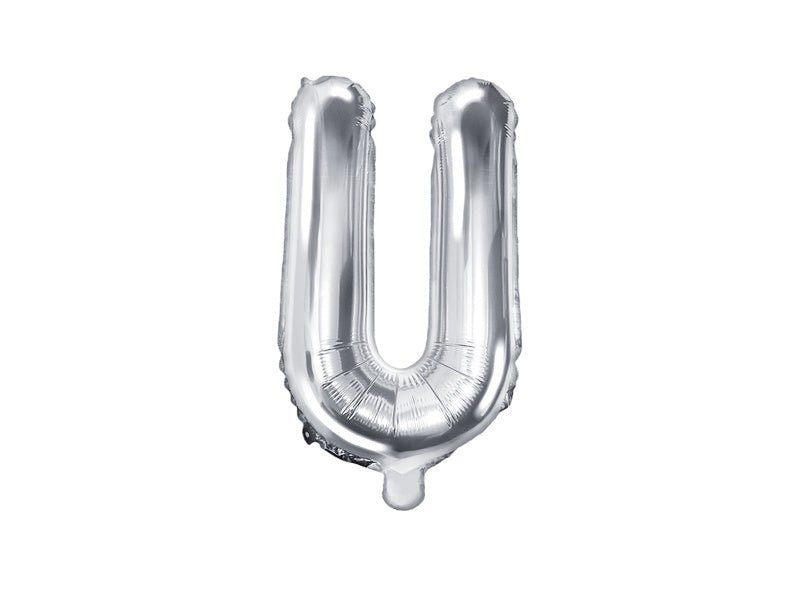Folie Ballon Letter U Zilver Leeg 35cm van Partydeco koop je bij Partywinkel