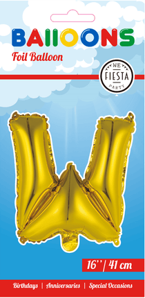 Folie Ballon Letter W Goud 41cm met Rietje van WeFiesta koop je bij Partywinkel