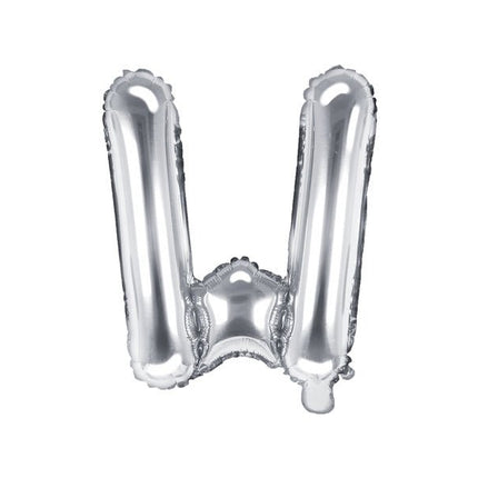 Folie Ballon Letter W Zilver Leeg 35cm van Partydeco koop je bij Partywinkel