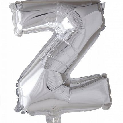 Folie Ballon Letter Z Zilver 41cm met Rietje van WeFiesta koop je bij Partywinkel