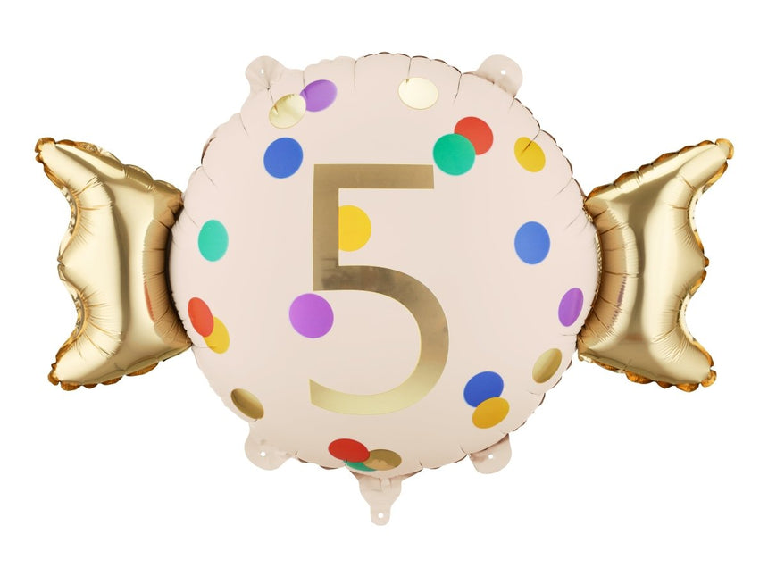 Folie Helium Ballon 5 Jaar Snoep 61cm Leeg van Partydeco koop je bij Partywinkel